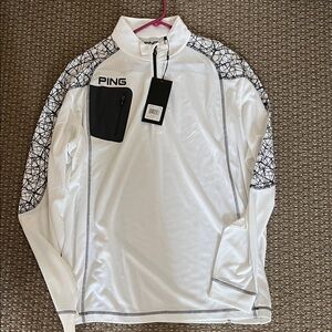 PING White and Black Geometric Golf Shirt